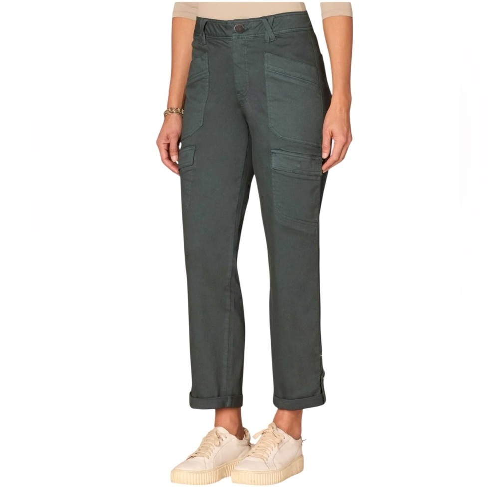Democracy “Ab” technology Slim Cargo Utility Ankle Pants. Green Size 6 #2079